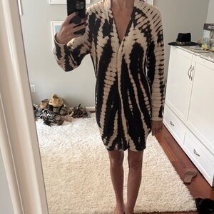 Young Fabulous and Broke Black and Cream Tie-Dye Cardigan/ Dress